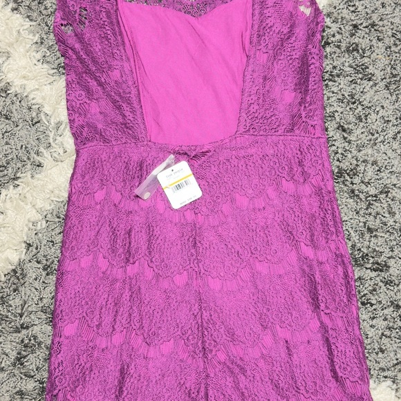 Free People Daydream Lace Minidress in magenta sexy open back dress NWT size S - Picture 3 of 6